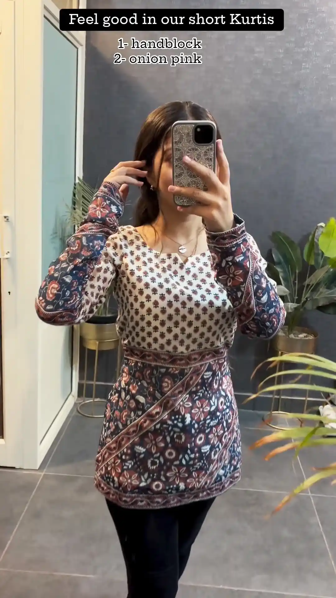 Handblock Feel Good In Our Womens Short Kurtis.png